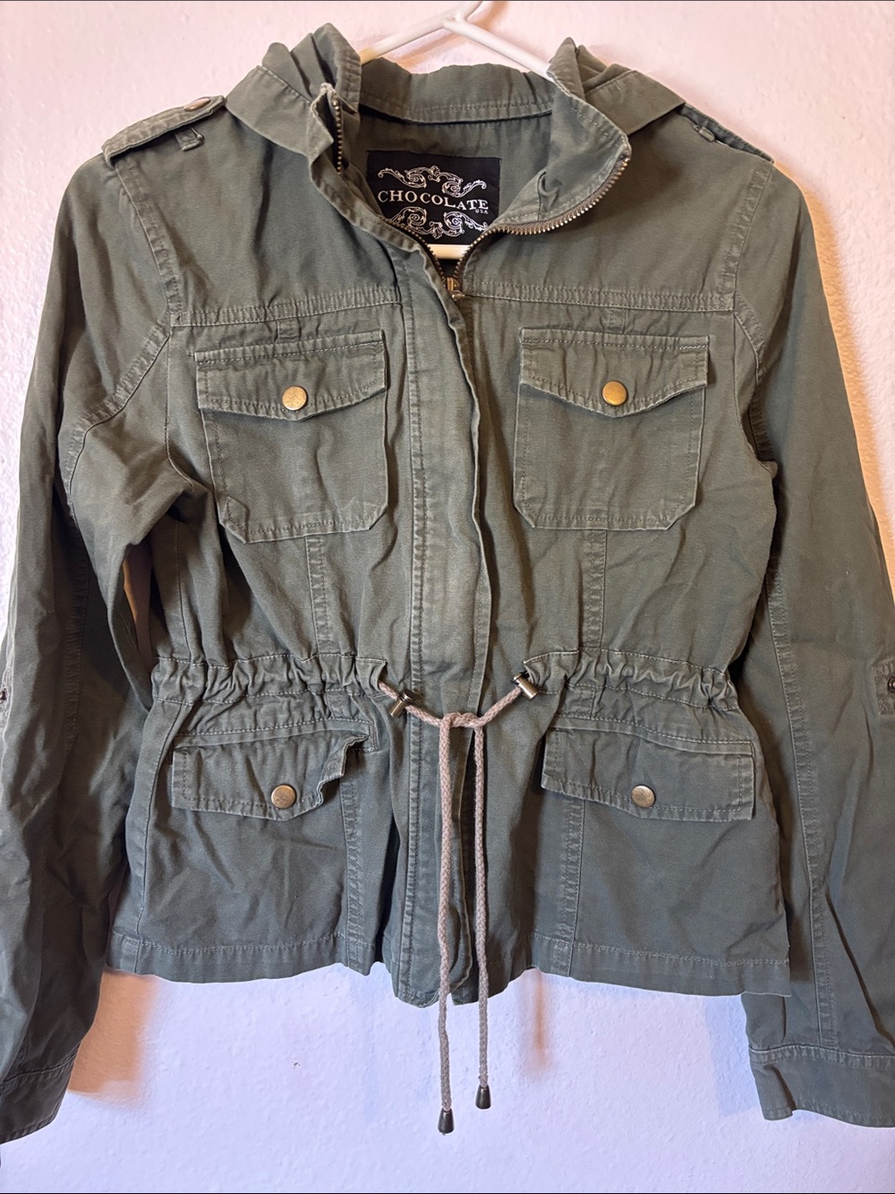 Womans Dark Green Military Jacket, Size S